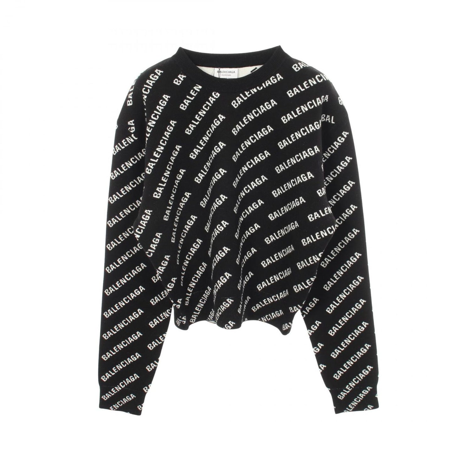 Balenciaga Knit Overall Logo Crew Neck Cotton Wool