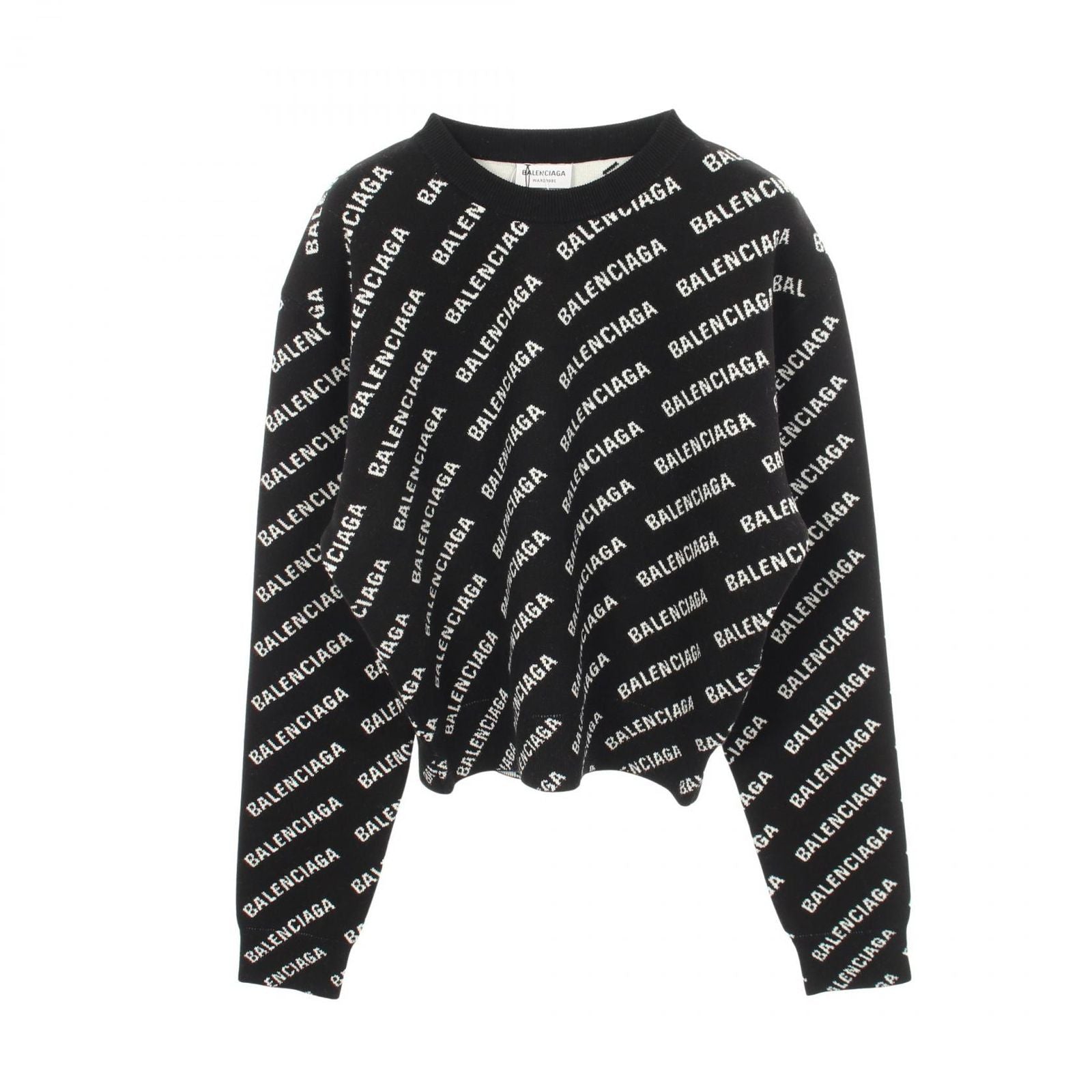 Balenciaga Knit Overall Logo Crew Neck Cotton Wool