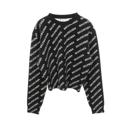 Balenciaga Knit Overall Logo Crew Neck Cotton Wool