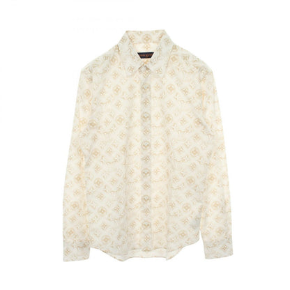 Louis Vuitton Monogram Sand Long Sleeve Zr6 Cotton Shirt