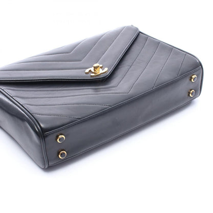 Chanel Shoulder Bag Blanc Stitch Black Lambskin — view 8