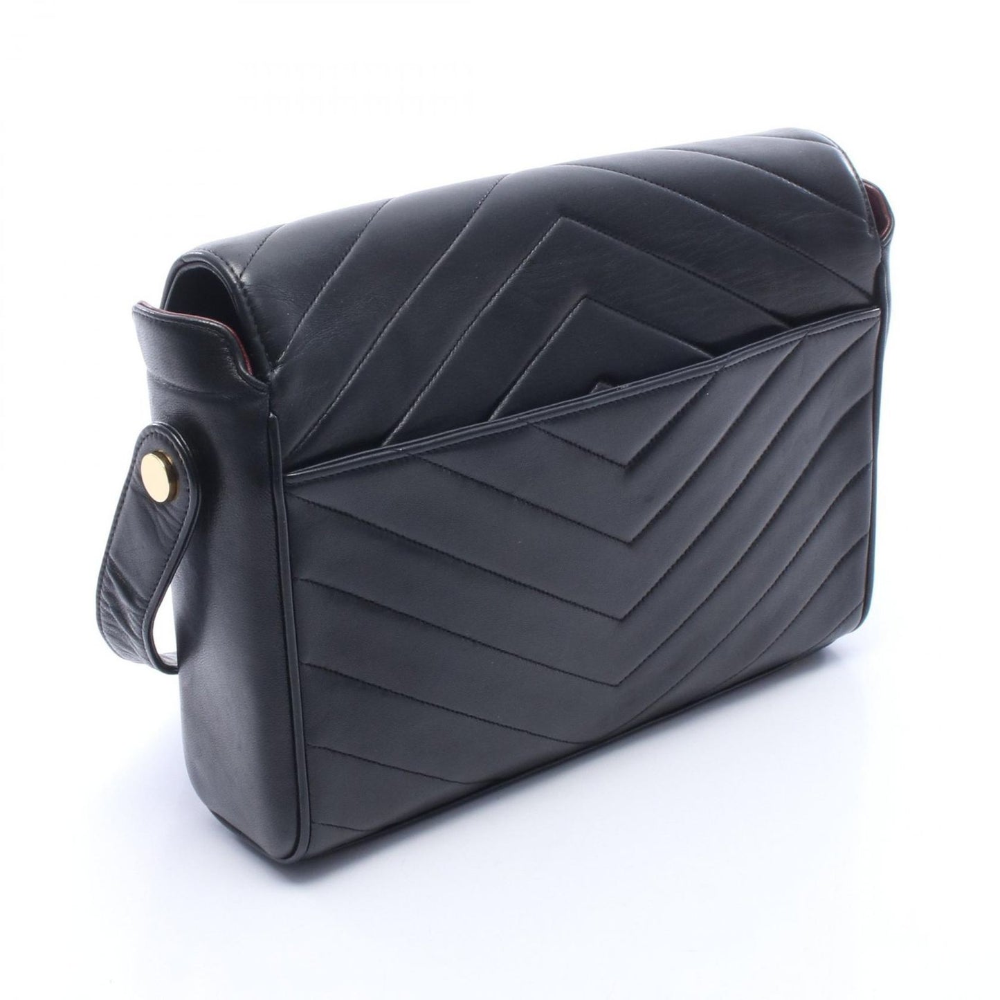 Chanel Shoulder Bag Blanc Stitch Black Lambskin — view 2