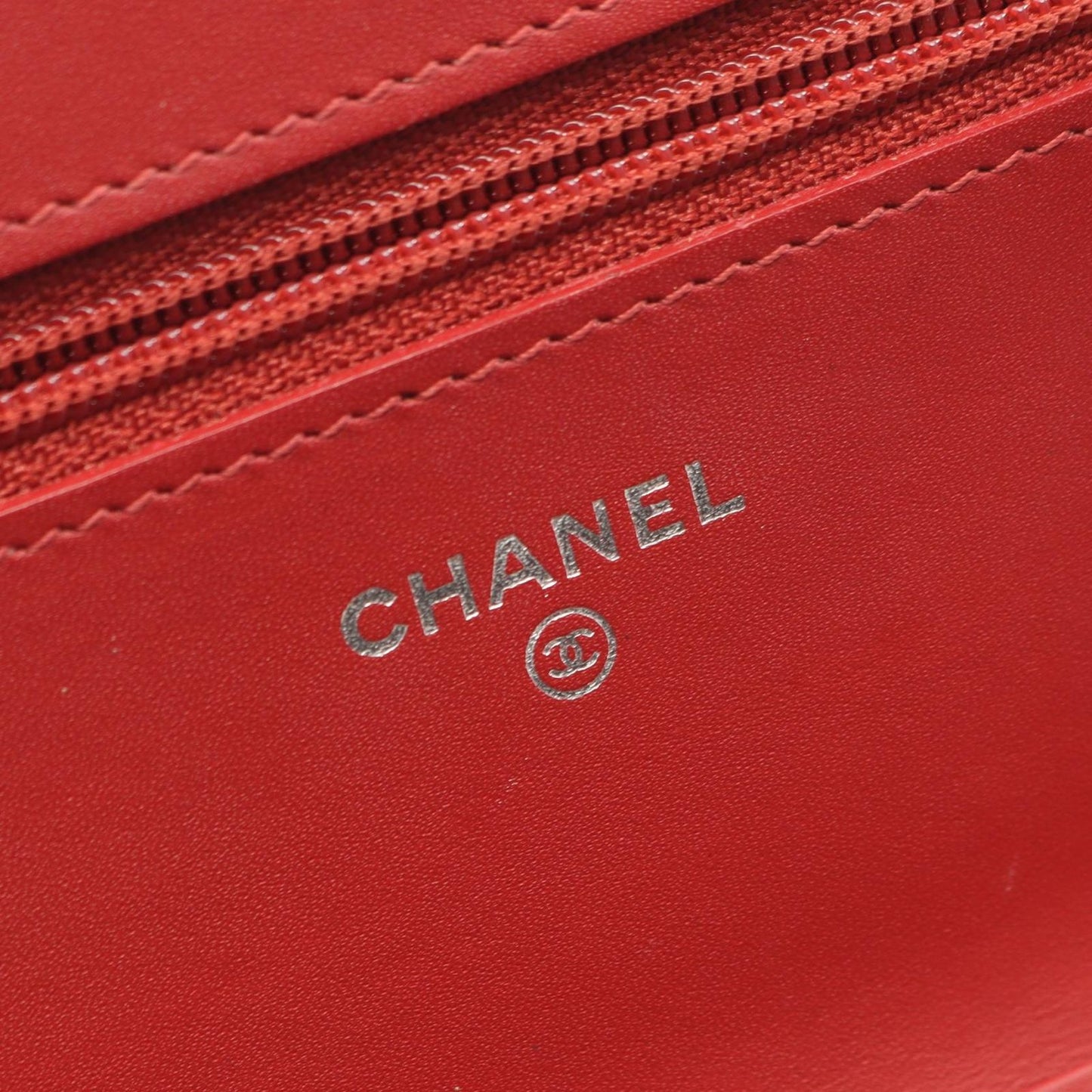 Chanel Shoulder Bag Quilted Red Caviar Leather Chain Wallet — view 4