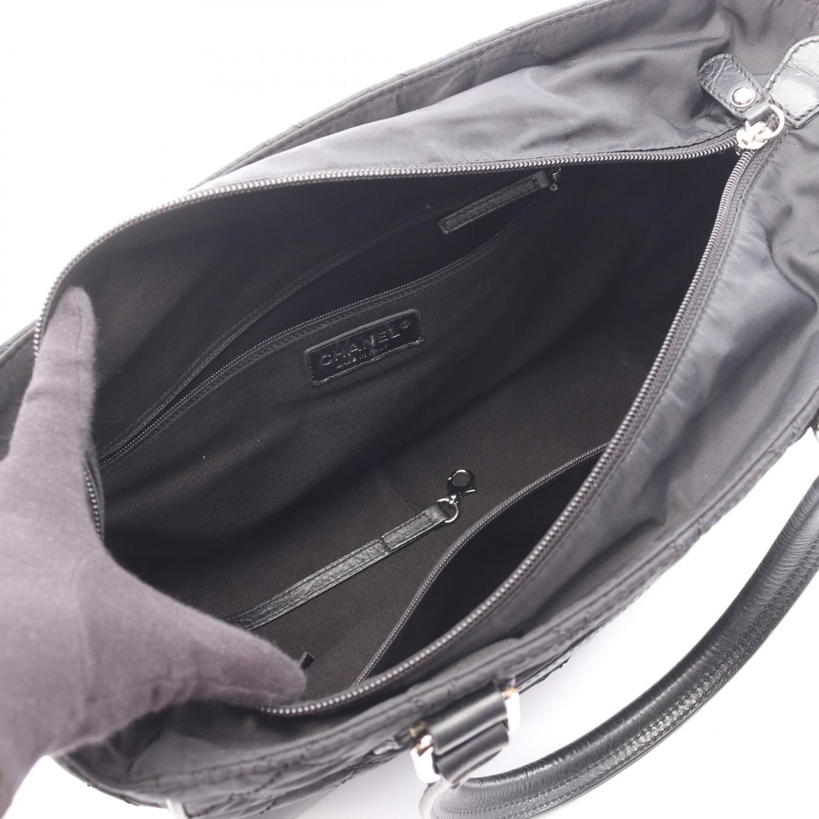 Chanel Tote Paris New York Line Black Nylon Leather — view 3