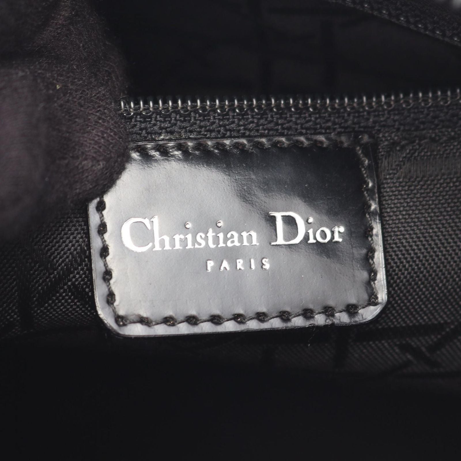 Dior Handbag Lady Dior Cannage 2-Way Black Denim Leather Tote — view 4