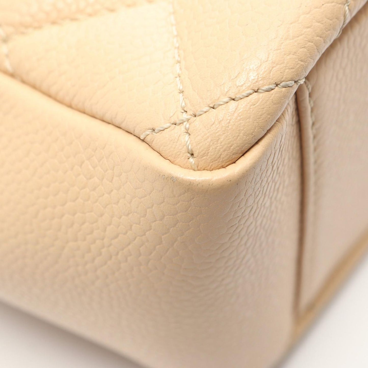 Chanel Tote Quilted Petite Shopping PST Beige Caviar Leather Chain — view 7