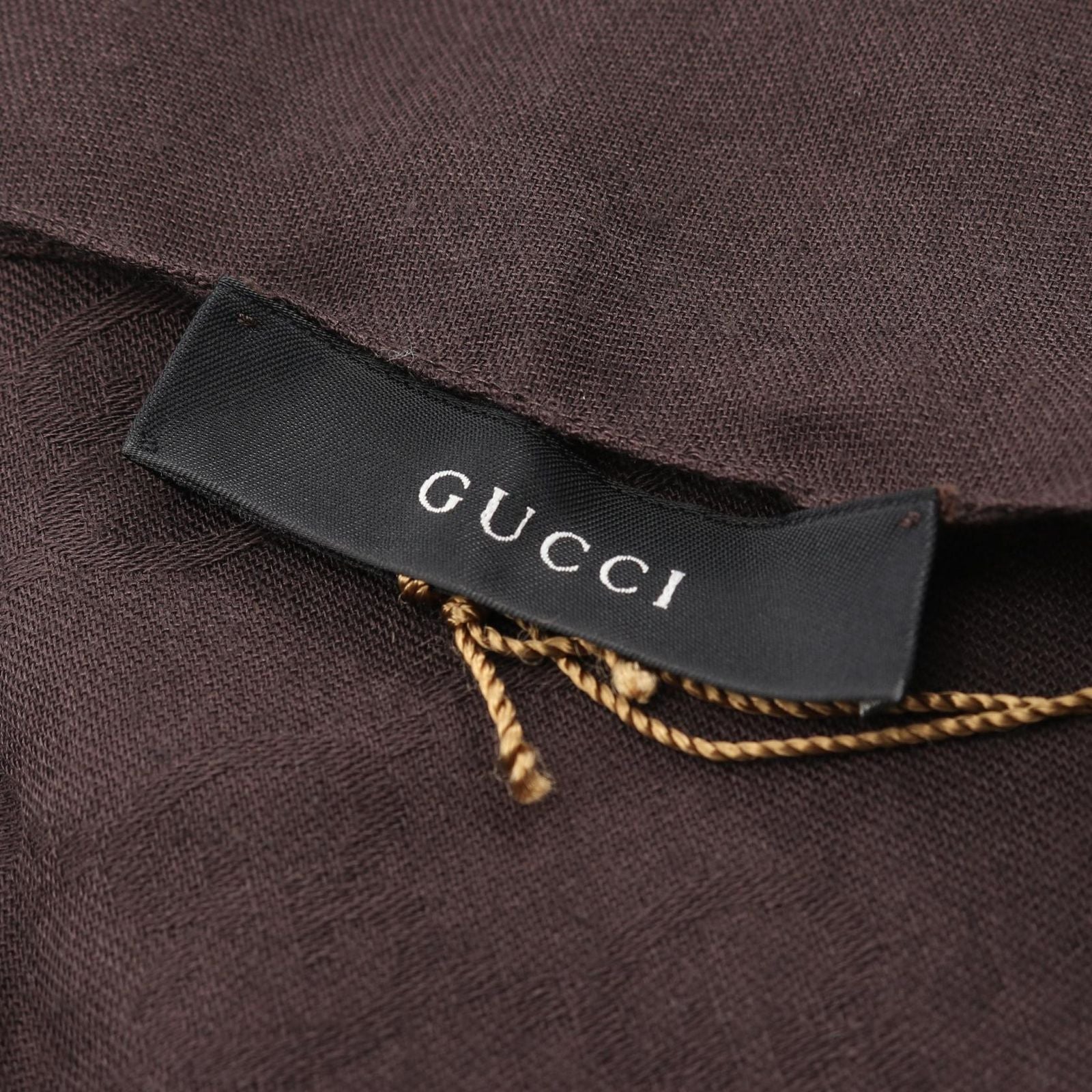 Gucci Shawl GG Pattern Dark Brown Wool Silk Scarf — view 3