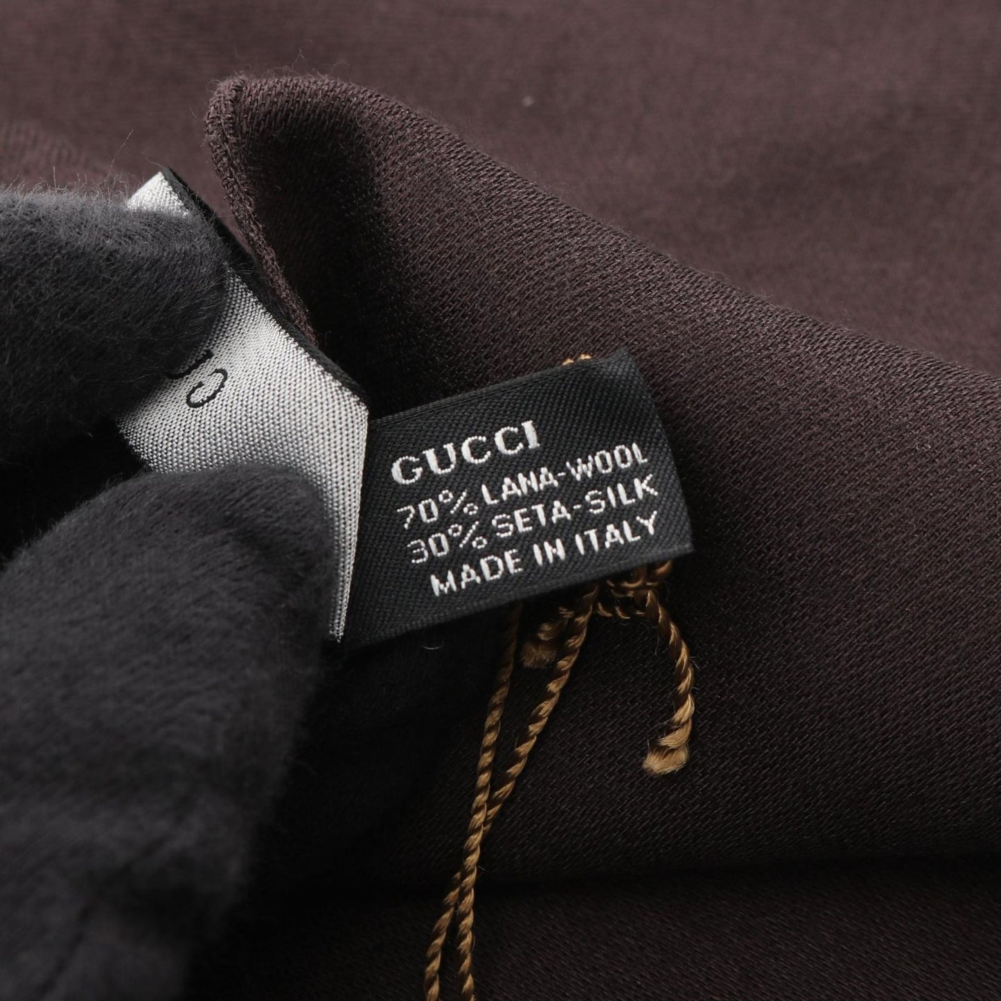 Gucci Shawl GG Pattern Dark Brown Wool Silk Scarf — view 4