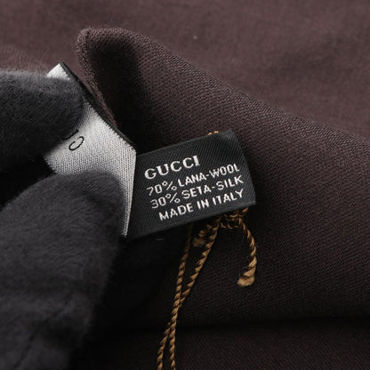 Gucci Shawl GG Pattern Dark Brown Wool Silk Scarf — view 4