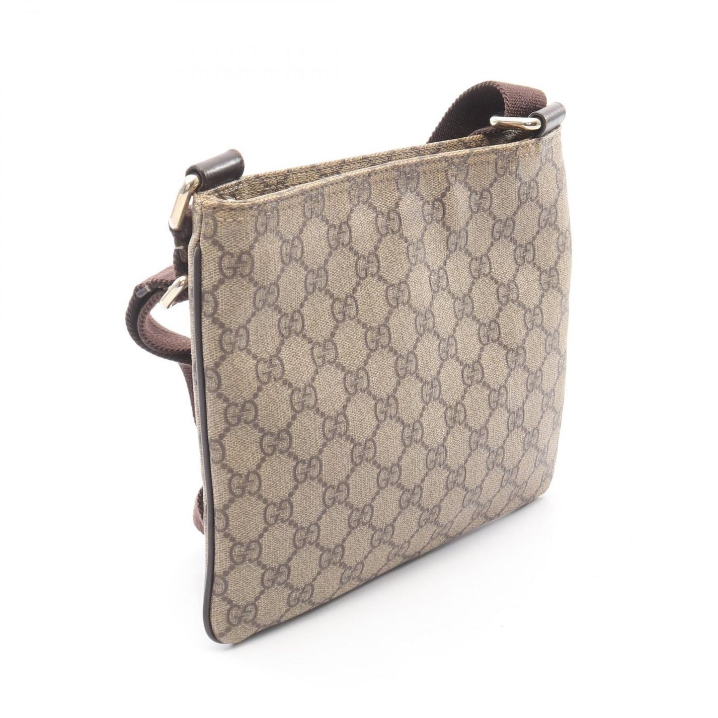 Gucci Shoulder Bag GG Supreme Beige Dark Brown Canvas Leather — view 2