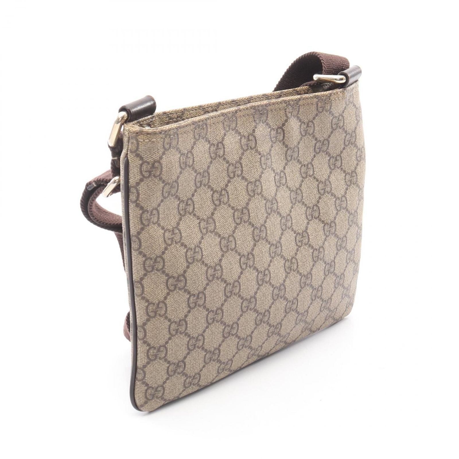 Gucci Shoulder Bag GG Supreme Beige Dark Brown Canvas Leather — view 2