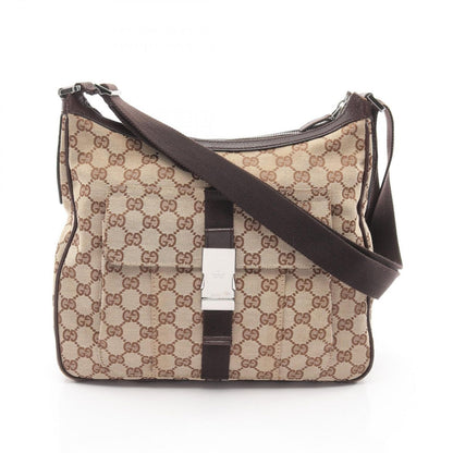 Gucci Shoulder Bag GG Canvas Beige Dark Brown