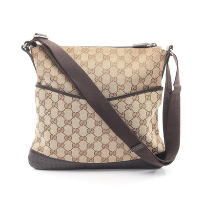 Gucci Shoulder Bag GG Canvas Beige Dark Brown