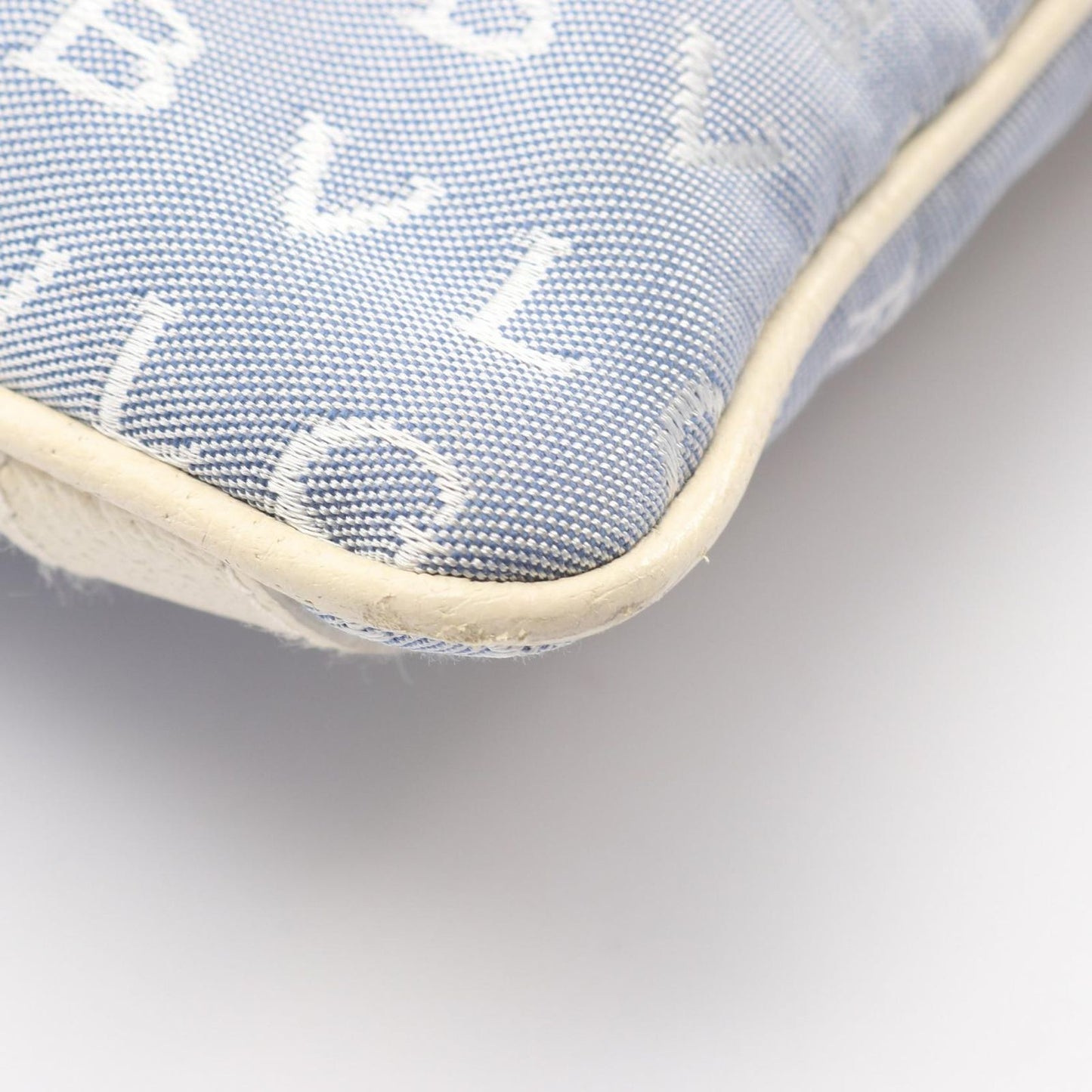 Bvlgari Shoulder Bag Logo Mania Light Blue Canvas Leather — view 7