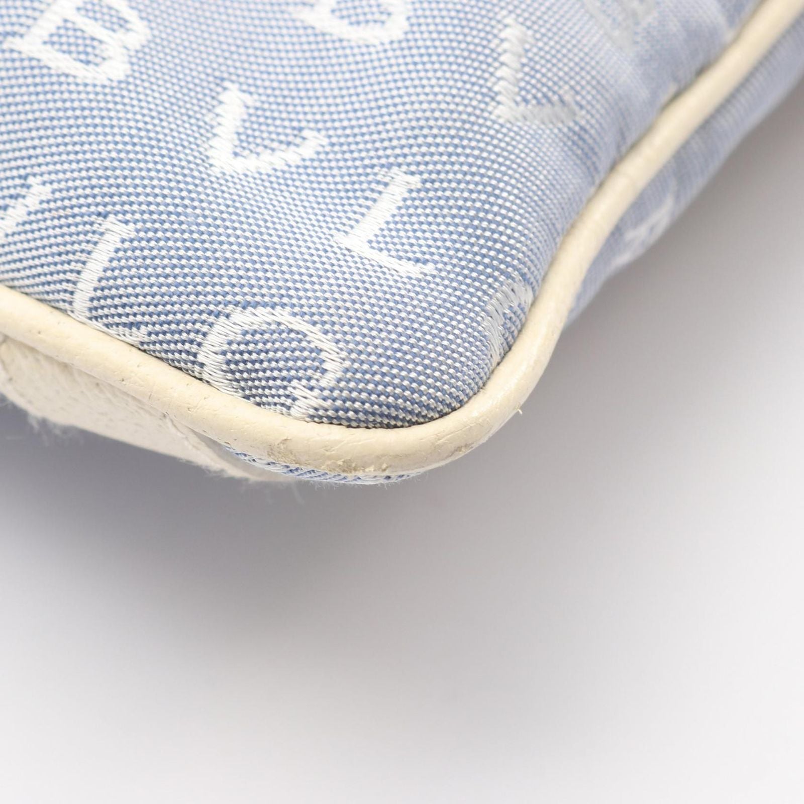 Bvlgari Shoulder Bag Logo Mania Light Blue Canvas Leather — view 7