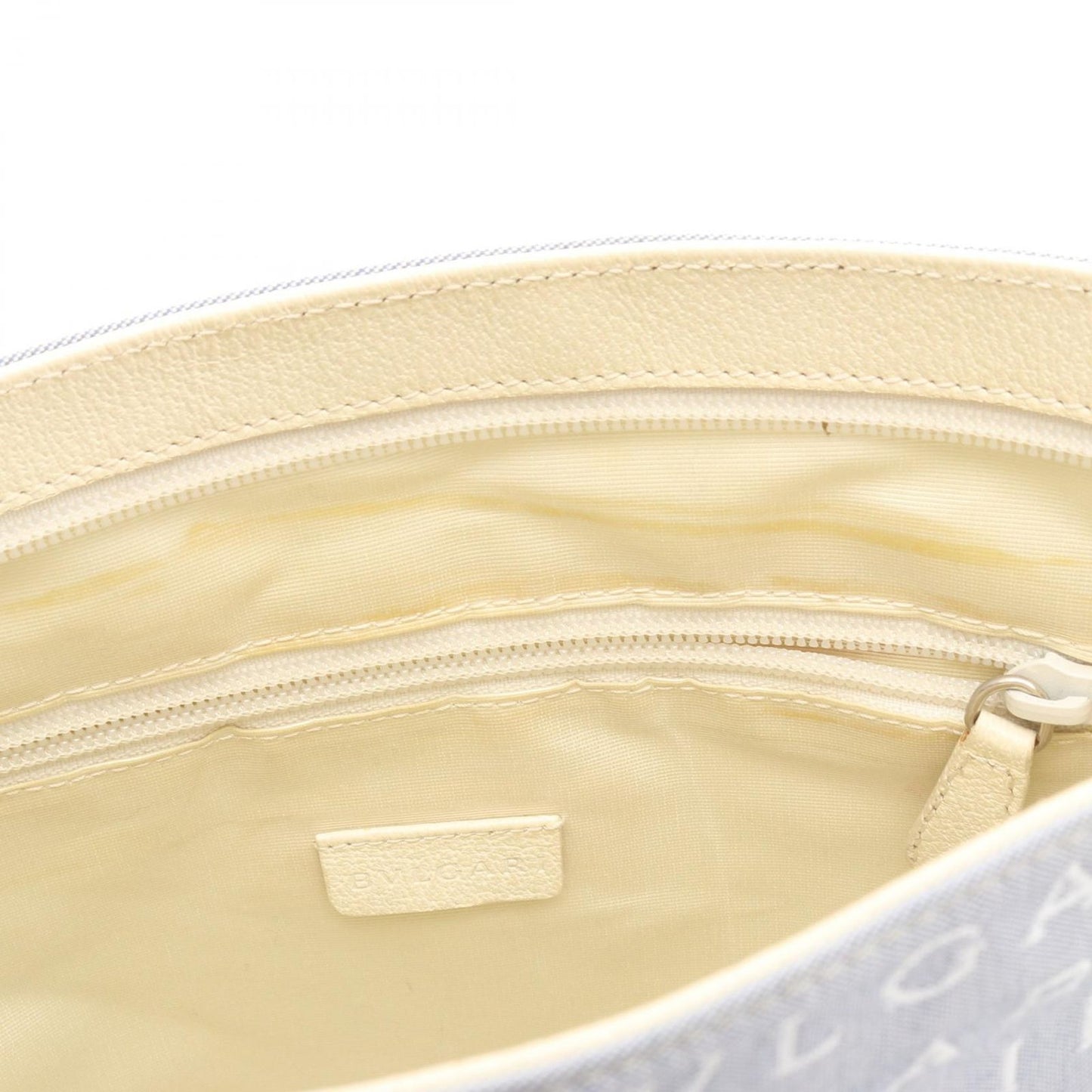 Bvlgari Shoulder Bag Logo Mania Light Blue Canvas Leather — view 8