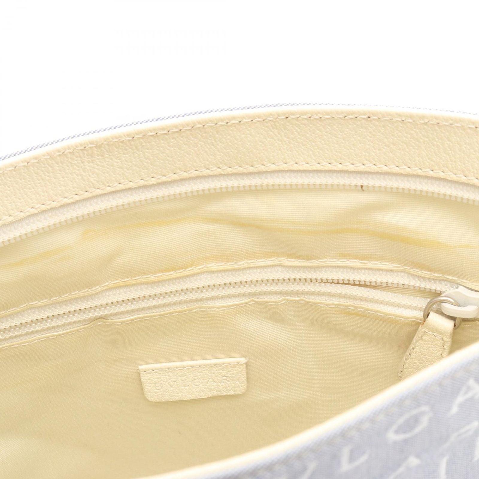 Bvlgari Shoulder Bag Logo Mania Light Blue Canvas Leather — view 8