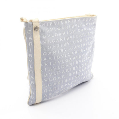 Bvlgari Shoulder Bag Logo Mania Light Blue Canvas Leather — view 2
