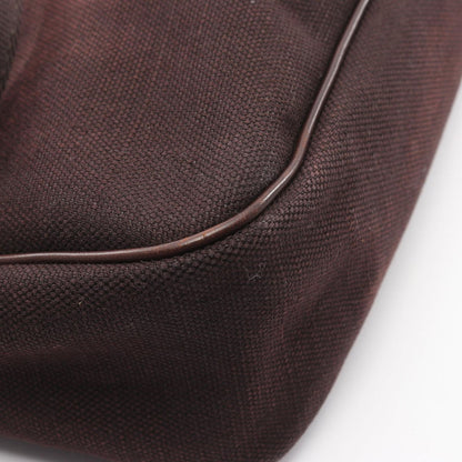 Gucci Shoulder Bag Dark Brown Canvas Leather — view 6