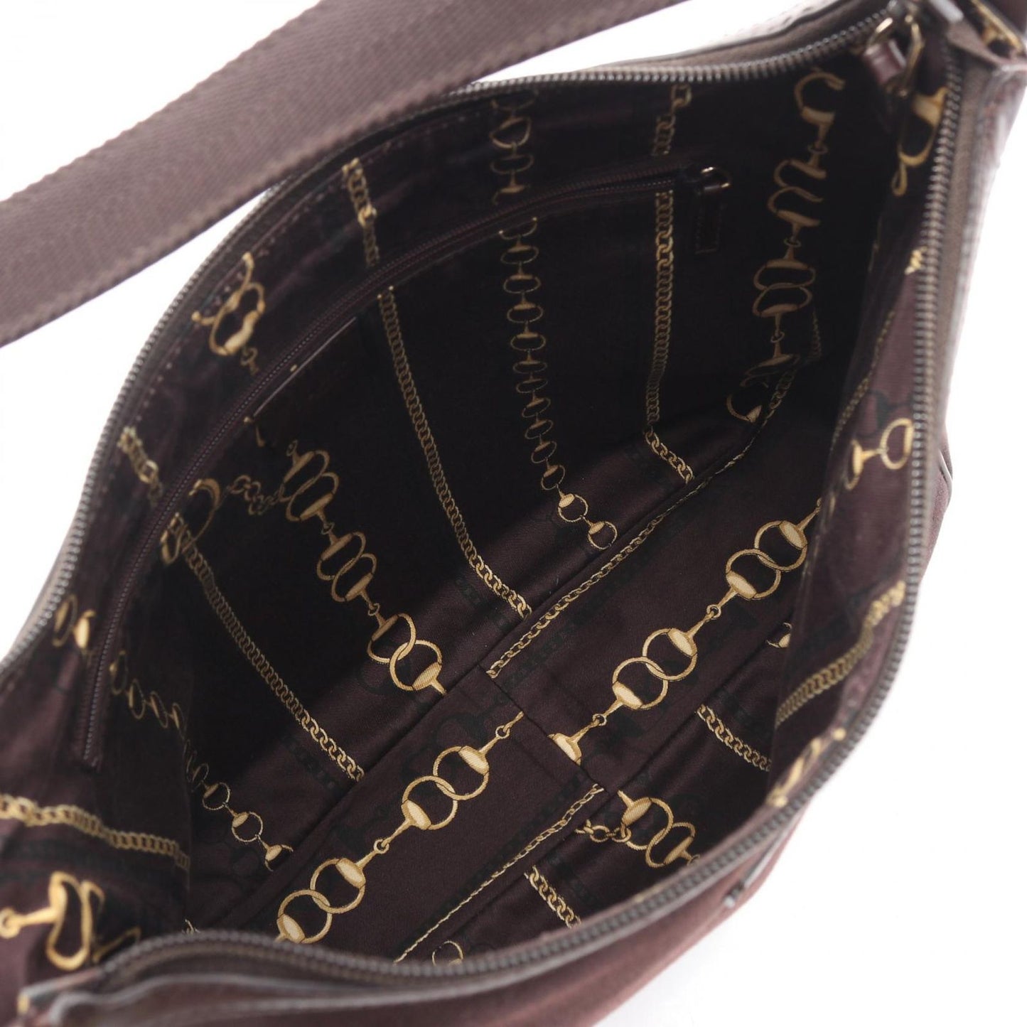 Gucci Shoulder Bag Dark Brown Canvas Leather — view 3