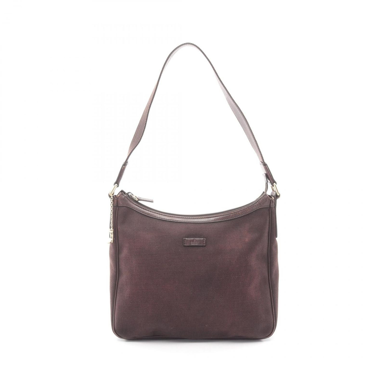 Gucci Shoulder Bag Dark Brown Canvas Leather
