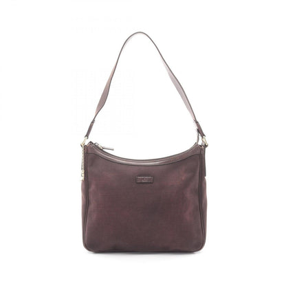 Gucci Shoulder Bag Dark Brown Canvas Leather