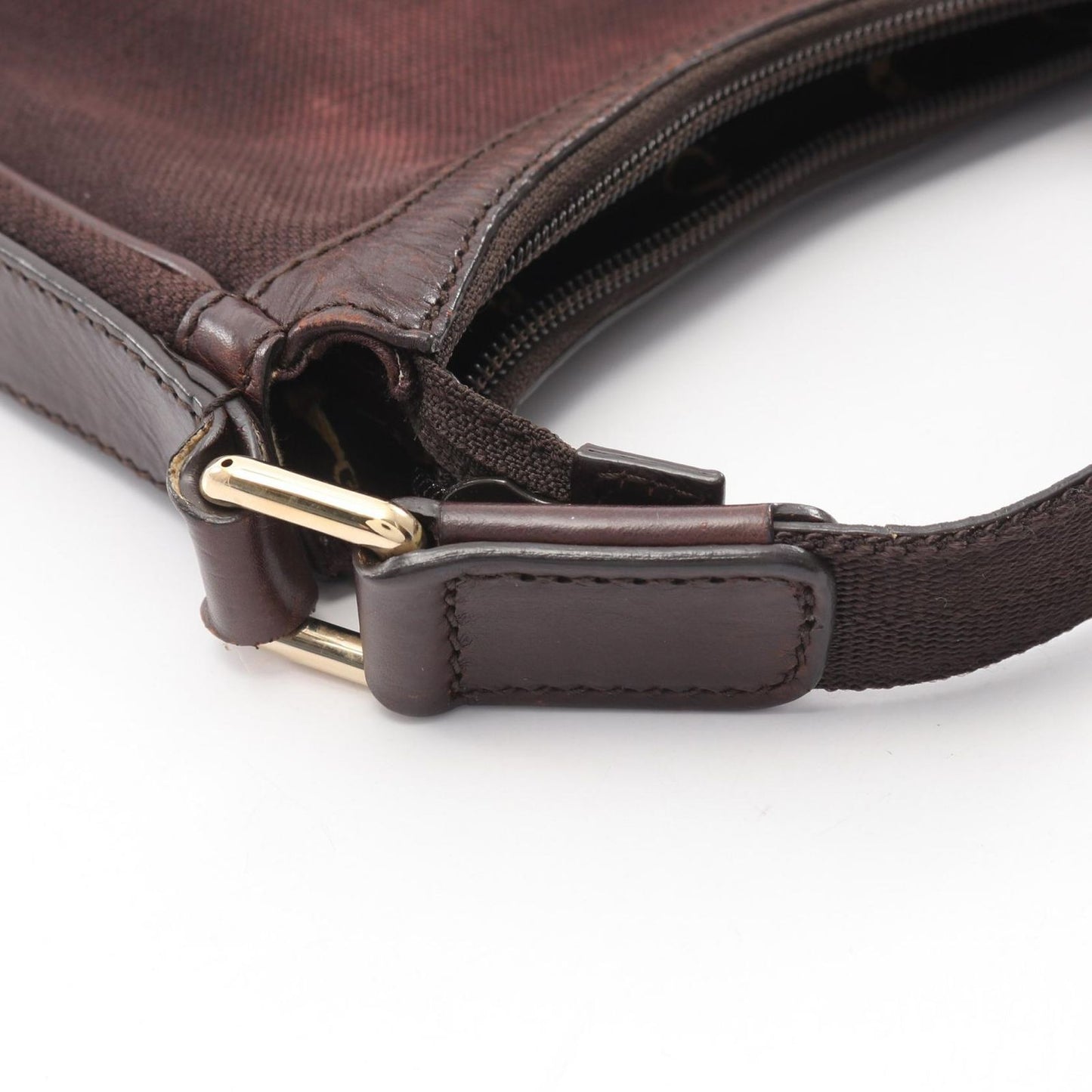 Gucci Shoulder Bag Dark Brown Canvas Leather — view 8