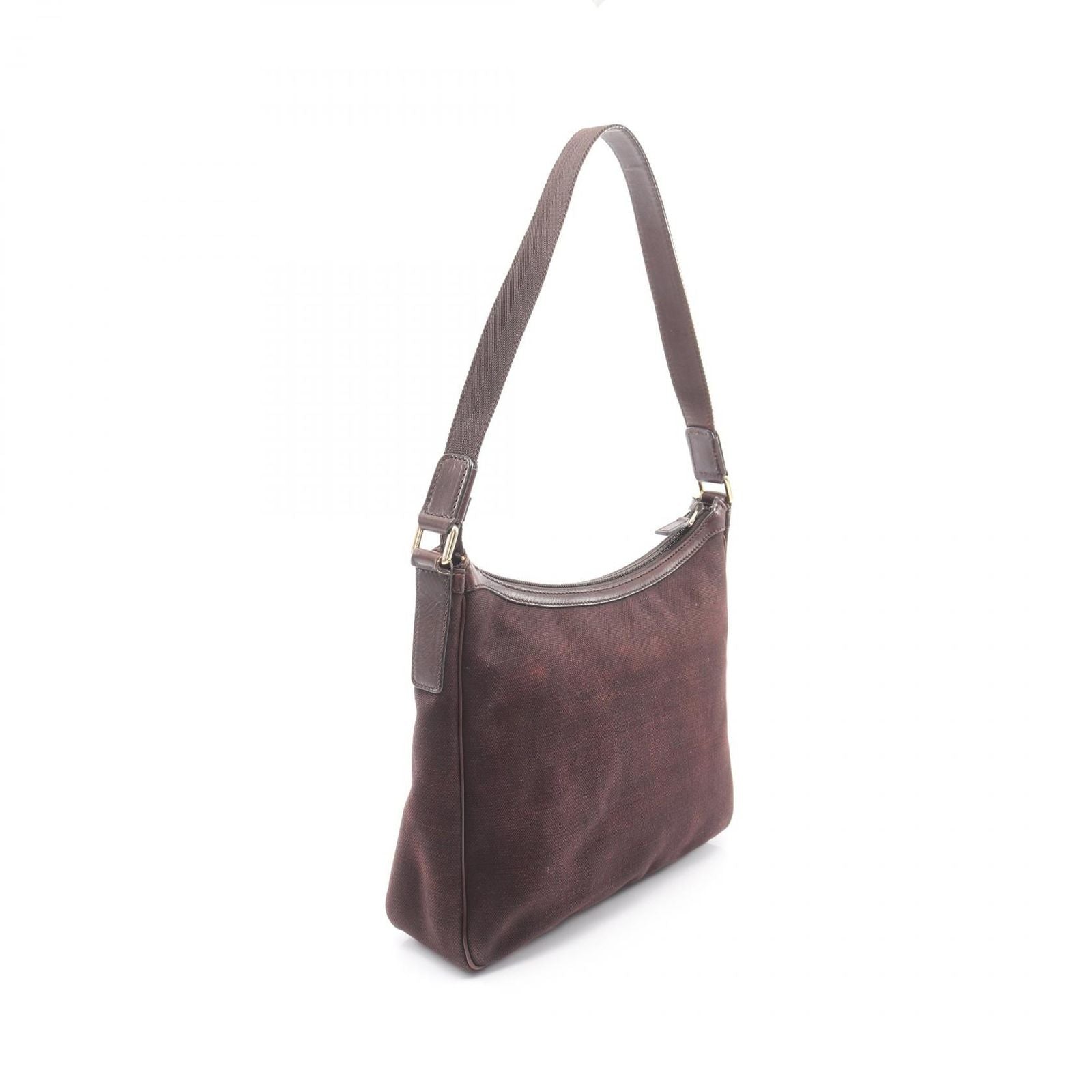 Gucci Shoulder Bag Dark Brown Canvas Leather — view 2