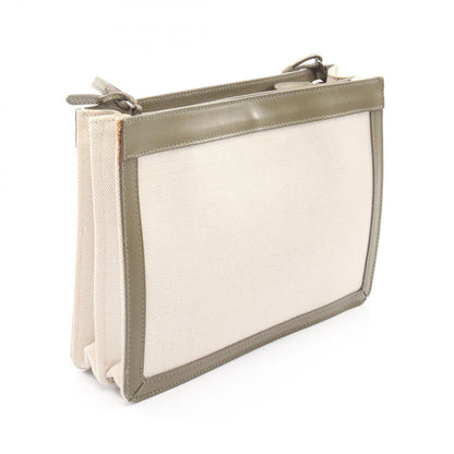 Balenciaga Shoulder Bag Navy Pochette Natural Khaki Canvas Leather — view 2