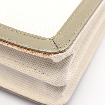 Balenciaga Shoulder Bag Navy Pochette Natural Khaki Canvas Leather — view 8