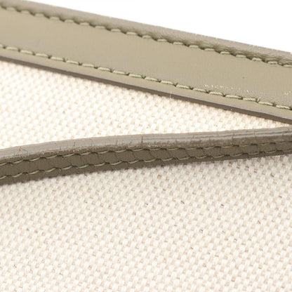 Balenciaga Shoulder Bag Navy Pochette Natural Khaki Canvas Leather — view 5