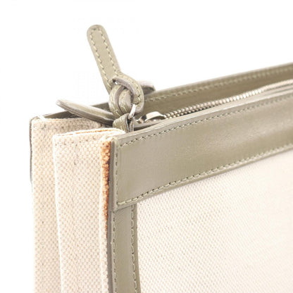 Balenciaga Shoulder Bag Navy Pochette Natural Khaki Canvas Leather — view 7