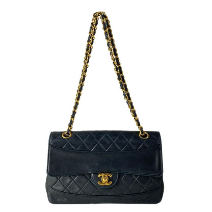 Chanel Shoulder Bag Single Flap Quilted Black Gold Chain Lambskin