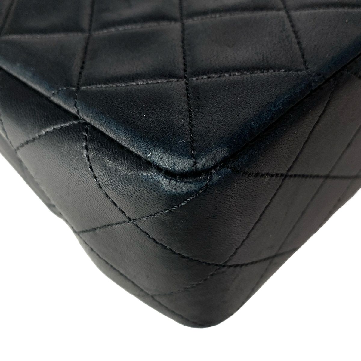 Chanel Shoulder Bag Single Flap Quilted Black Gold Chain Lambskin — view 8
