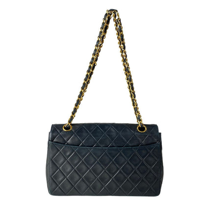 Chanel Shoulder Bag Single Flap Quilted Black Gold Chain Lambskin — view 3
