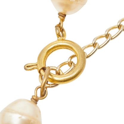 Chanel CC Logo Pendant Necklace Gold Plated Faux Pearl — view 5