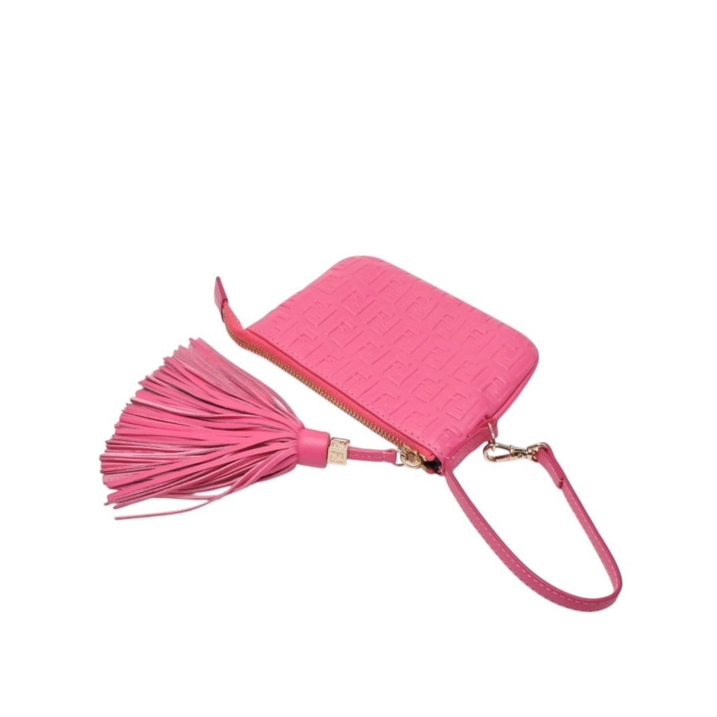 Fendi Fringe Pouch Mini Pink Gold Leather — view 4