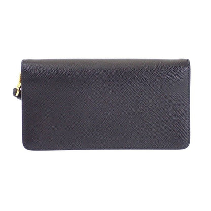 Prada Leather Chain Wallet Saffiano Black Gold 2-Way — view 7