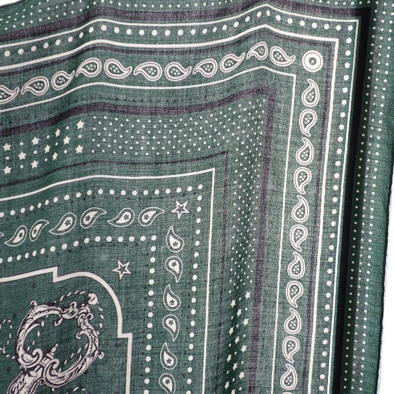 Hermes Carre Geant les Bandana Large Shawl Scarf Cashmere Silk Green — view 5