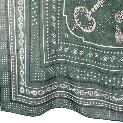 Hermes Carre Geant les Bandana Large Shawl Scarf Cashmere Silk Green — view 9