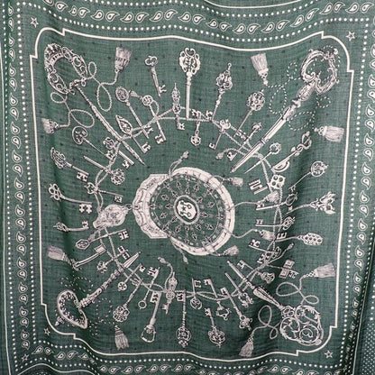 Hermes Carre Geant les Bandana Large Shawl Scarf Cashmere Silk Green — view 2