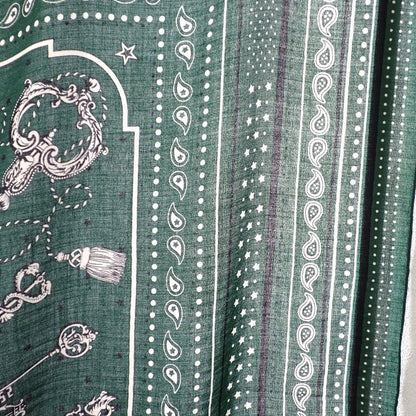 Hermes Carre Geant les Bandana Large Shawl Scarf Cashmere Silk Green — view 6