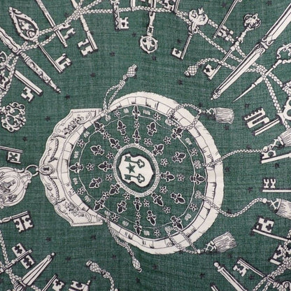 Hermes Carre Geant les Bandana Large Shawl Scarf Cashmere Silk Green — view 7