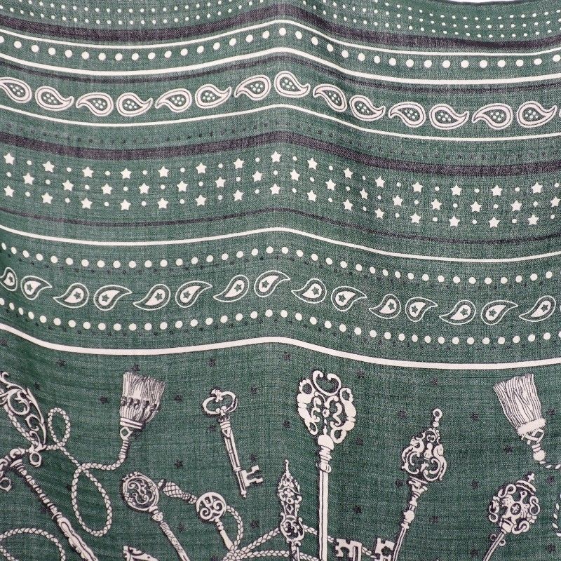Hermes Carre Geant les Bandana Large Shawl Scarf Cashmere Silk Green — view 4
