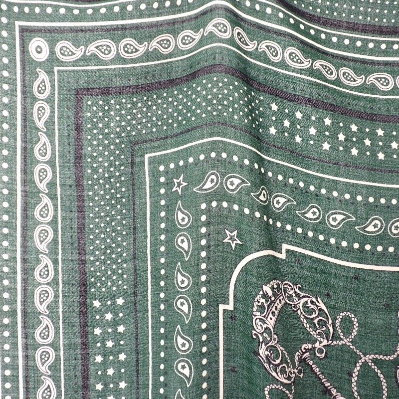 Hermes Carre Geant les Bandana Large Shawl Scarf Cashmere Silk Green — view 3