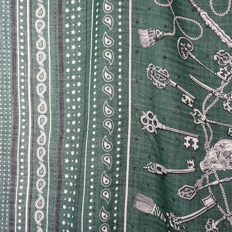 Hermes Carre Geant les Bandana Large Shawl Scarf Cashmere Silk Green — view 8