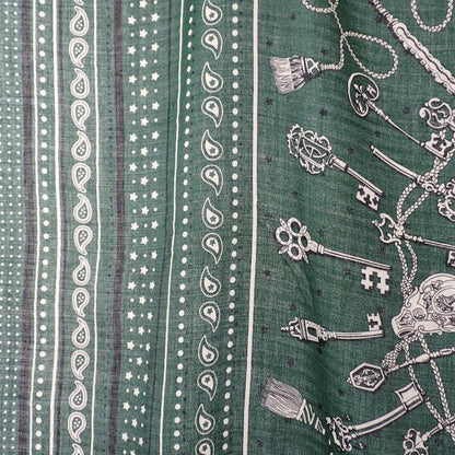 Hermes Carre Geant les Bandana Large Shawl Scarf Cashmere Silk Green — view 8