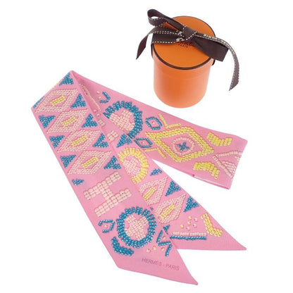 Hermes Kelly en Perles Scarf Silk Pink Blue Gift