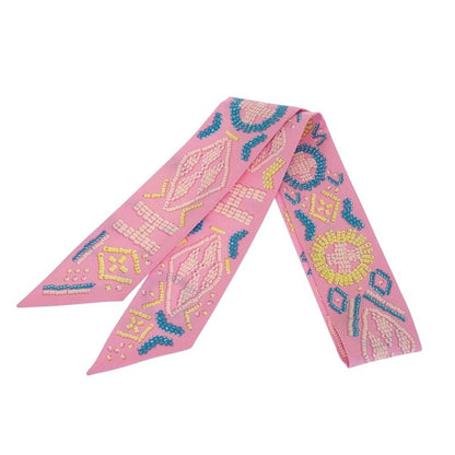Hermes Kelly en Perles Scarf Silk Pink Blue Gift — view 2