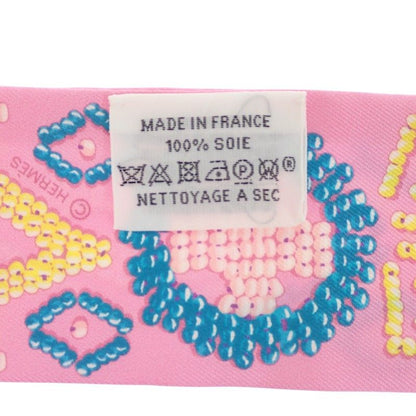 Hermes Kelly en Perles Scarf Silk Pink Blue Gift — view 7